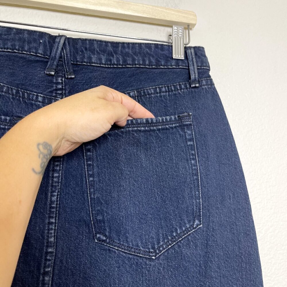 Good American Denim Skirt Sz 6/28 Mini Blue Frayed Hem Miniskirt 100% Cotton NEW - Picture 12 of 14